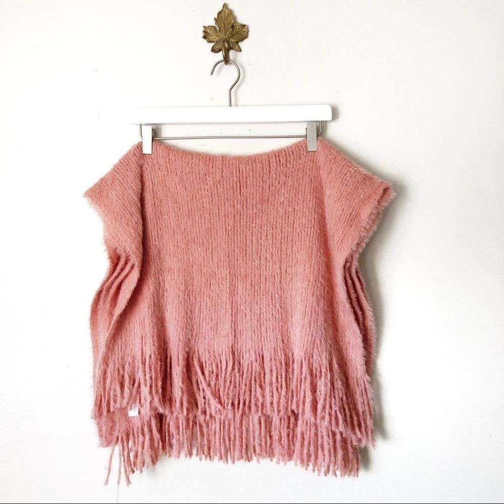 Free People Pink Fringe Wrap